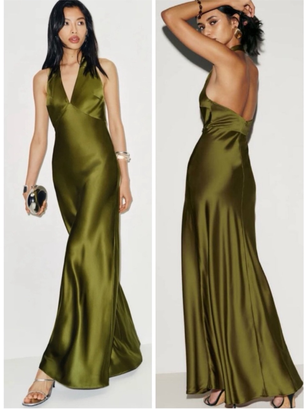 REFORMATION Daniela Maxi Silk Dress in Pear Green SZ US 6